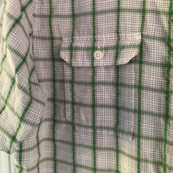 Croft & barrow mens quick dry button up shirt size M  cream green plaid pockets - Picture 5 of 11